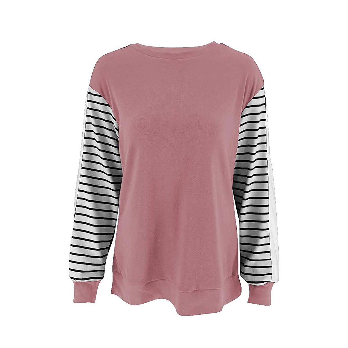 amazon-long-sleeve-color-block-top-pink