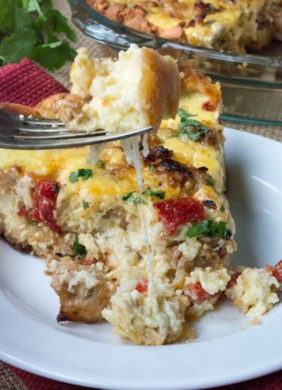 <p>Enjoy this low-carb savory cheesy Italian sausage quiche with crumbles of perfectly spiced sausage, the smokey flavor of roasted red peppers and oozing mozzarella in every crack and crevice.</p><p><strong>Get the recipe: <a href="https://www.sugarfreemom.com/recipes/low-carb-cheesy-italian-sausage-quiche/" rel="nofollow noopener" target="_blank" data-ylk="slk:Low-Carb Italian Sausage Quiche;elm:context_link;itc:0;sec:content-canvas" class="link ">Low-Carb Italian Sausage Quiche</a></strong></p>