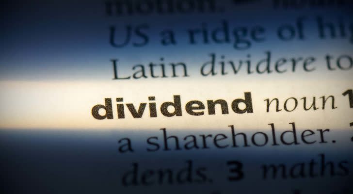 The word "dividend" highlighted in a dictionary.