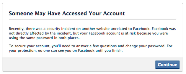 Facebook users will be notified when their credentials are used