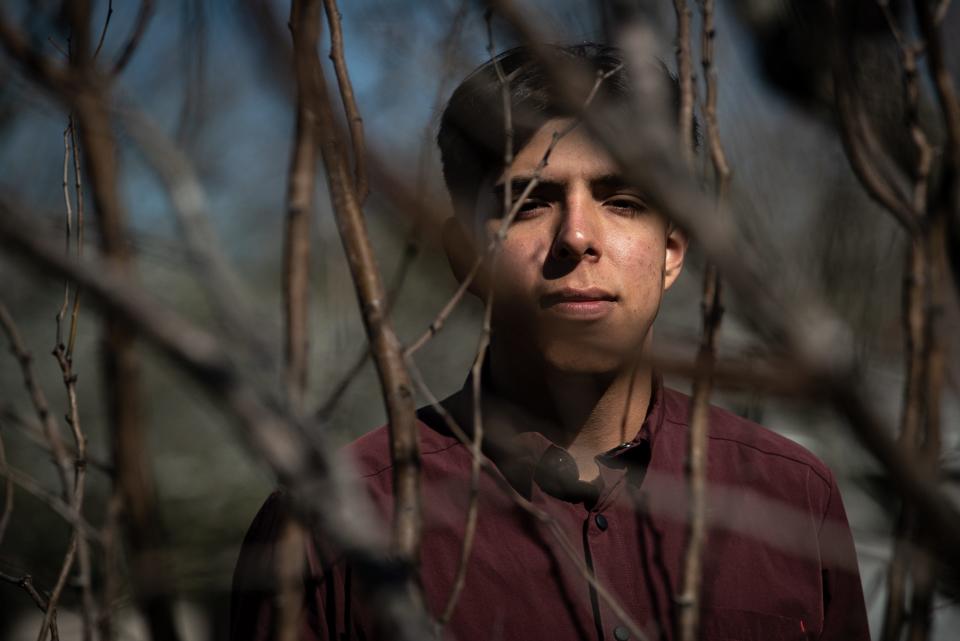 Jonah Sandoval, 19, at a park, March 12, 2022, in Corpus Christi, Texas.