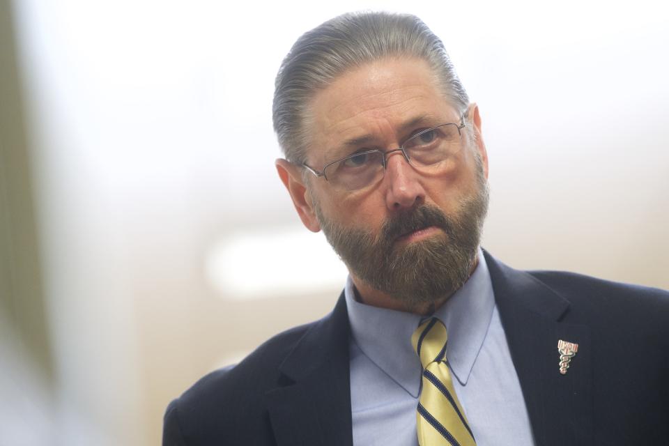 Judge Steven T. O'Neill of the Montgomery County Court of Common Pleas walks after it was announced a verdict is in for the Bill Cosby sexual assault retrial at the Montgomery County Courthouse for day fourteen of his sexual assault retrial on April 26, 2018 in Norristown, Pennsylvania.