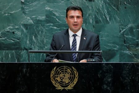 FILE PHOTO: Macedonian Prime Minister Zaev addresses the 74th session of the United Nations General Assembly at U.N. headquarters in New York City, New York, U.S.