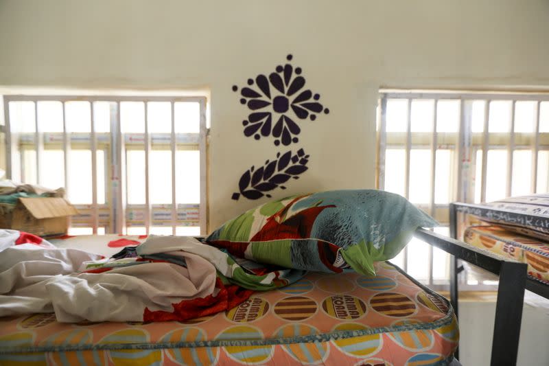 Personal items of one of the students from JSS Jangebe school are seen on the bed, in Zamfara