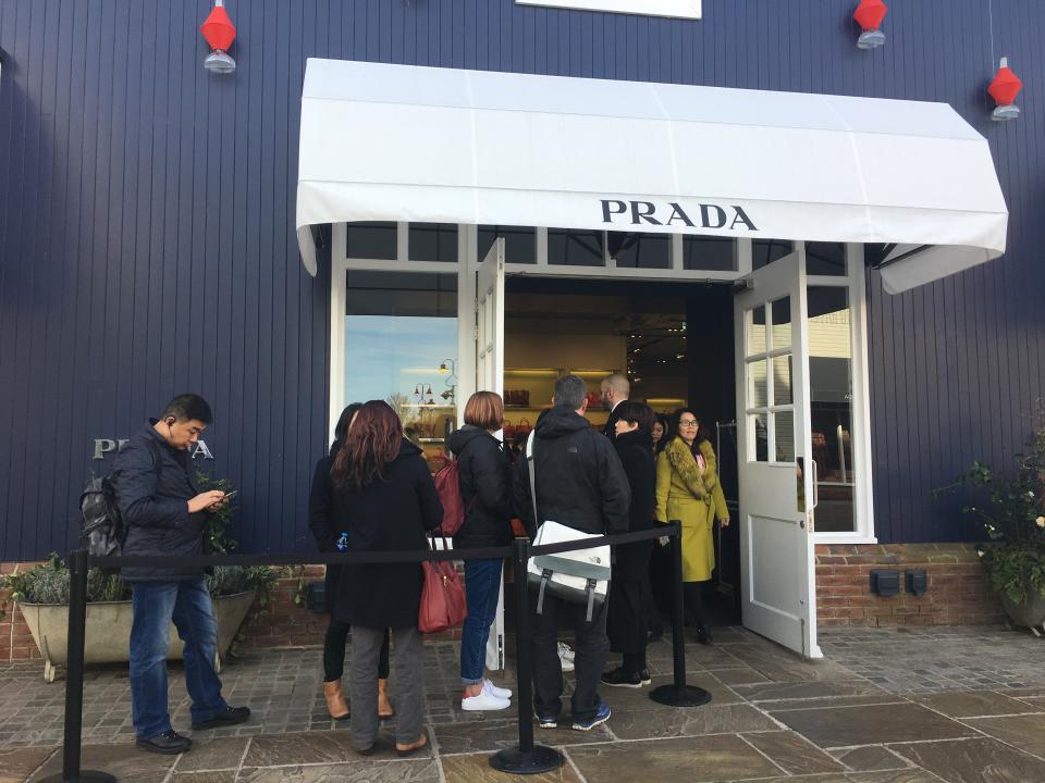 Queues outside the Prada store in Bicester Village, Feb. 16 2018.