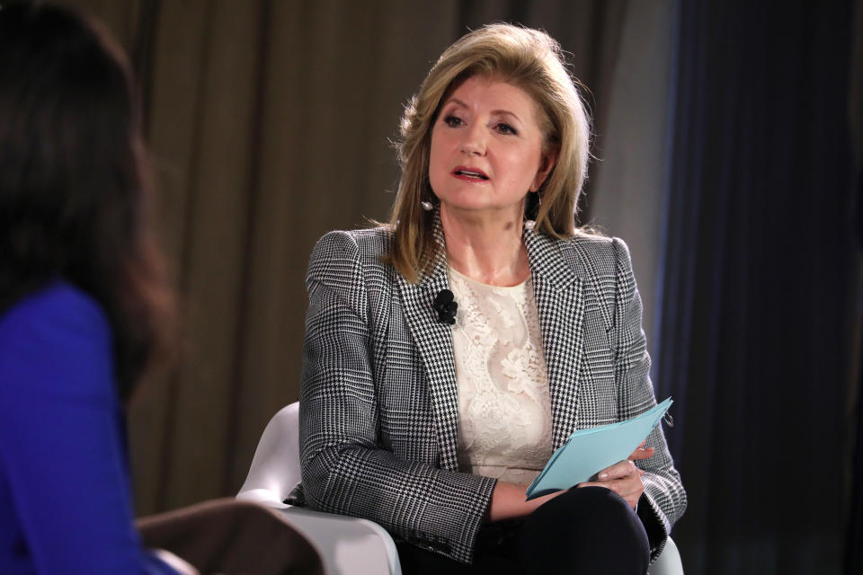 Arianna Huffington speaks onstage during the TIME 100 Health Summit at Pier 17 on October 17 2019.