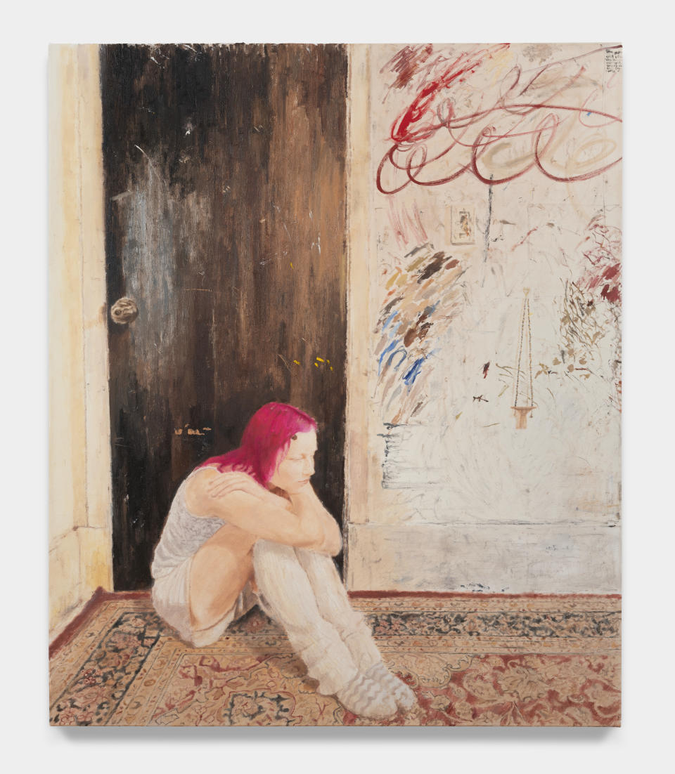 <br>Girl with pink hair / Analiese, 2024 by Lorenzo Amos from the new show at Palo Gallery, “Whose Muse.”