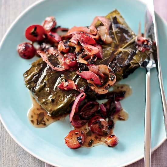 Bluefish with Grape Leaves