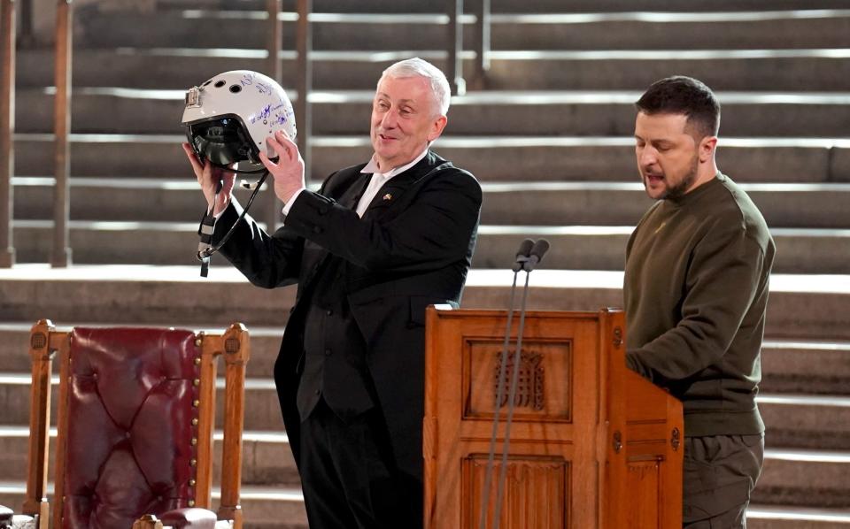 Volodymyr Zelensky and Sir Lindsay Hoyle - Stefan Rousseau/Getty Images