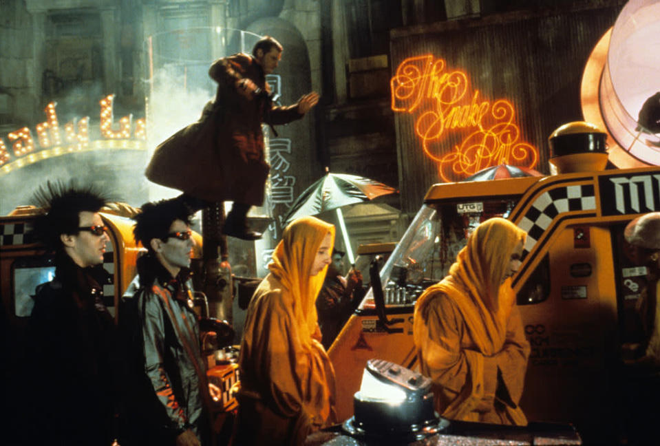 “<a href="http://movies.yahoo.com/movie/blade-runner/" data-ylk="slk:Blade Runner;elm:context_link;itc:0;sec:content-canvas" class="link ">Blade Runner</a>”: “Simply the most memorable evocation of all that is spectacular and oppressive about the city.”