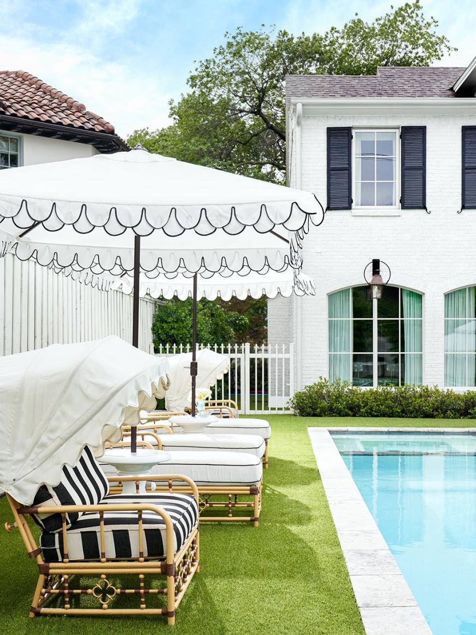 umbrellas around a pool