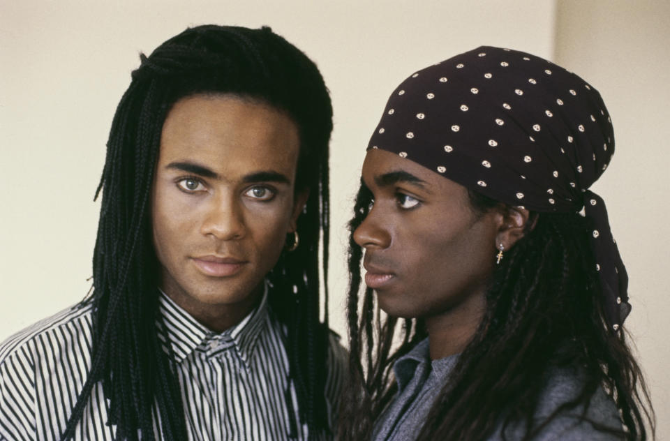 Rob Pilatus and Fab Morvan in 1988. (Michael Putland/Getty Images)