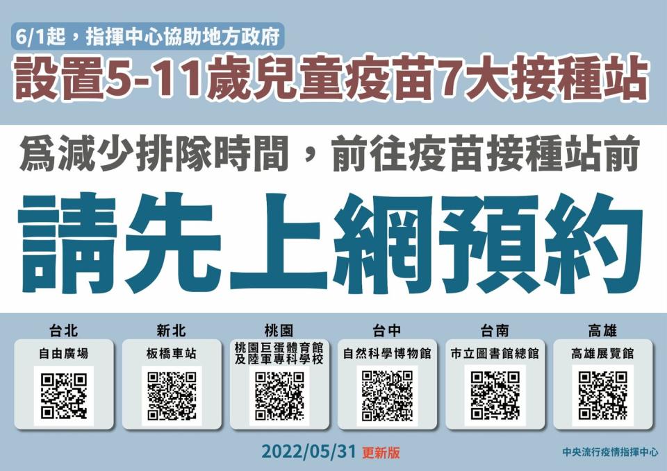 為減少現場排隊時間，建議前往疫苗接種站前先上網預約。   圖：中央流行疫情指揮中心/提供