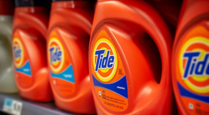 A photo of bottles of Tide detergent from Procter & Gamble (PG) on a store shelf.