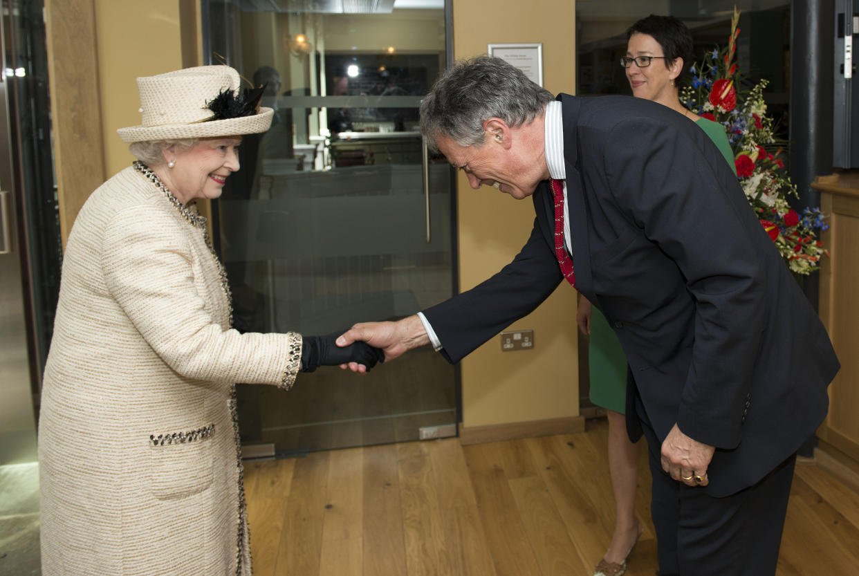 The Queen meeting David Lascelles, 8th Earl of Harewood during a visit to Leeds in 2012. (Arthur Edwards/The Sun/PA Wire)