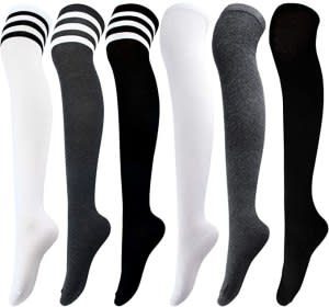 Aneco 6 Pairs Over Knee Thigh Socks