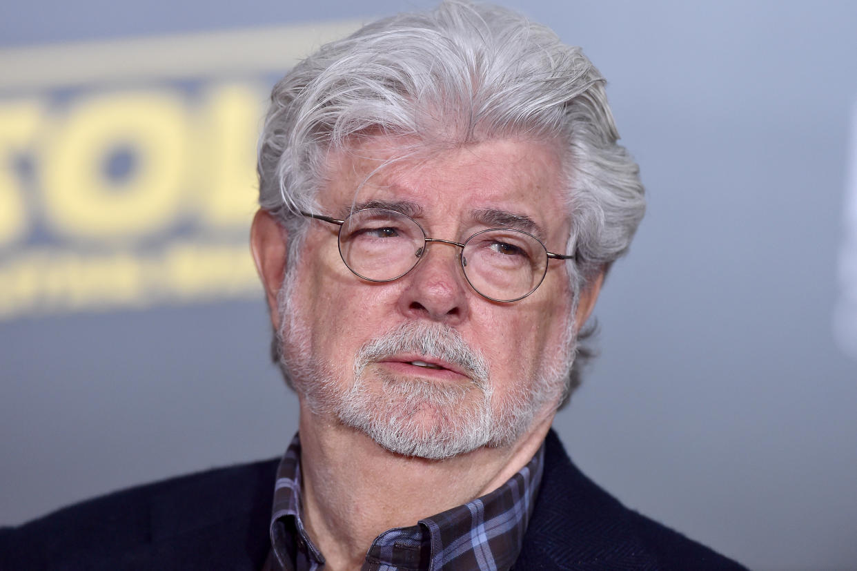 HOLLYWOOD, CA - MAY 10:  Filmmaker George Lucas arrives at the premiere of Disney Pictures and Lucasfilm's 'Solo: A Star Wars Story' at the El Capitan Theatre on May 10, 2018 in Hollywood, California.  (Photo by Axelle/Bauer-Griffin/FilmMagic)