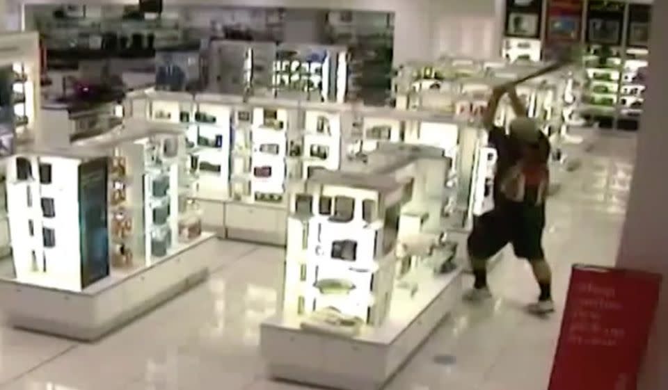 The rampage went on as shoppers hid. Source: 7 News