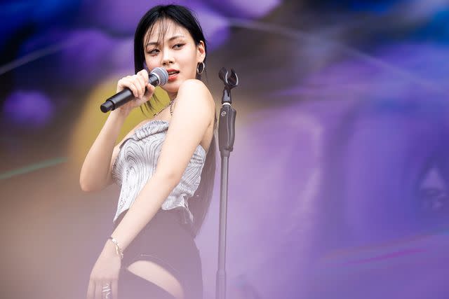 <p>Justin Shin/Getty</p> BIBI performs in South Korea in August 2022