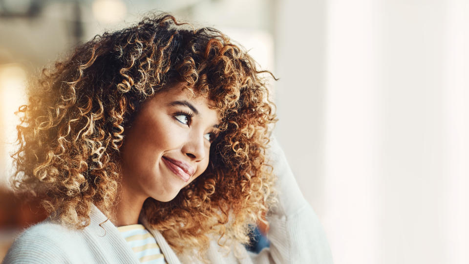 woman with curly hair