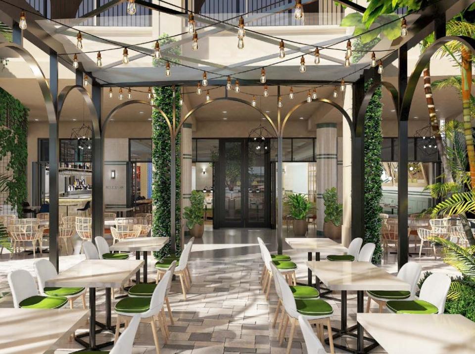 Rendering: Al fresco views of the new Il Bellagio Italian restaurant at The Square plaza in downtown West Palm Beach.
