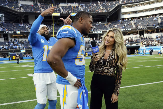 Khalil Mack of the Los Angeles Chargers talks with CBS Sports News Photo  - Getty Images