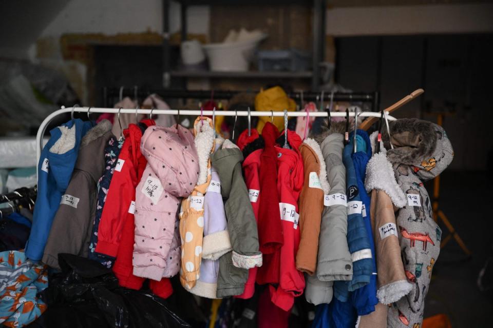 Donated children’s jackets at the Hackney Children & Baby Bank centre, ready to be distributed to support families with young children (AFP/Getty)