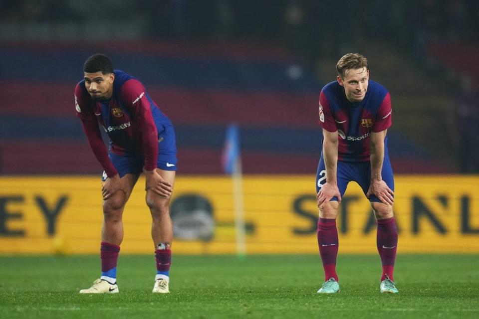 Araujo or De Jong could be sold by Barcelona. (Photo by Alex Caparros/Getty Images)