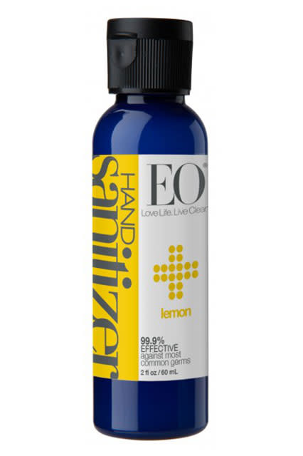 Packed with organic ethanol to disinfect and jojoba oil to moisturize, this gel doesn't feel the least bit drying on the skin. Bonus: the orange and lemon peel oils in the formula make for an incredibly invigorating scent.<br><br><strong>EO</strong> Lemon Natural Hand Sanitizer, $, available at <a href="https://www.eoproducts.com/eo-lemon-natural-hand-sanitizer-gel-2oz.html" rel="nofollow noopener" target="_blank" data-ylk="slk:EO" class="link ">EO</a>