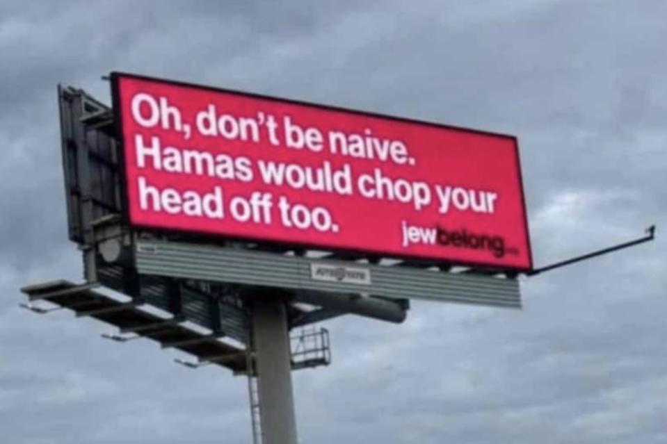 A JewBelong billboard in New Jersey that was reported to the police. X @OneJerseySchorr