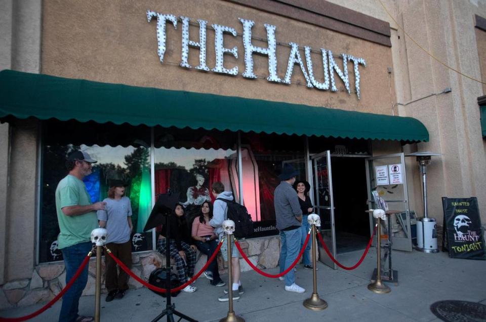 People line up to tour The Haunt in Atascdero on Oct. 13, 2023.