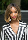 Jourdan Dunn has a unique way of faking long lashes. "To make the illusion that you have fake lashes, someone taught me that you get a card - like cardboard or a credit card - place it behind your eyelashes, and then you use your mascara and push it against it, and then it makes it look like you've got a false lash. It's really good.”