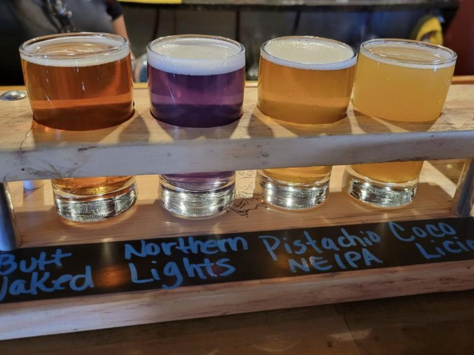 Flight of beers from Blazing Tree Brewery