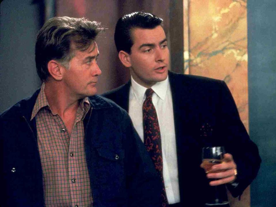 Charlie Sheen and Martin Sheen in Wall Street (1987)