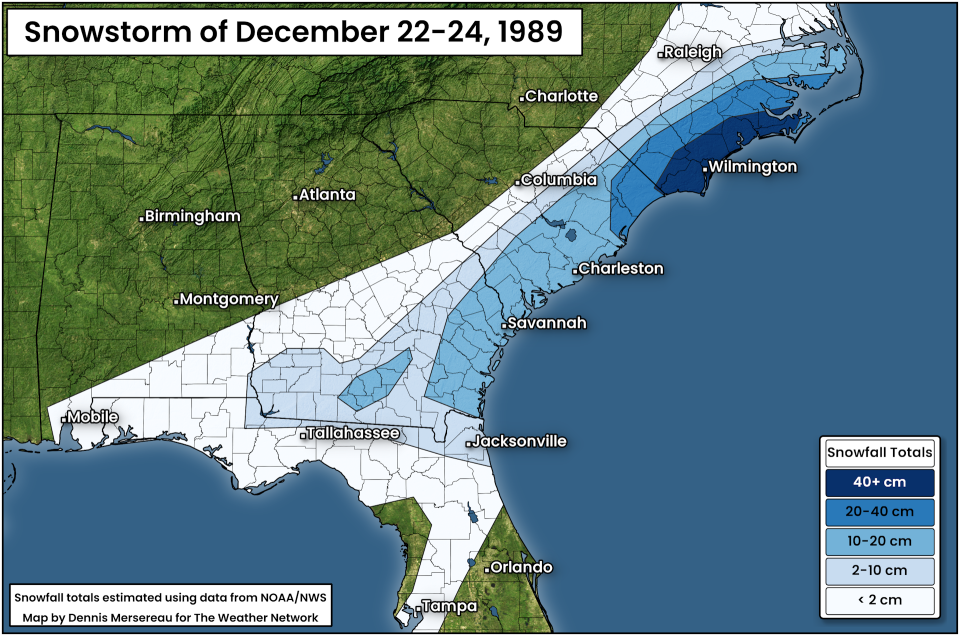 1989 cold outbreak snowfall totals