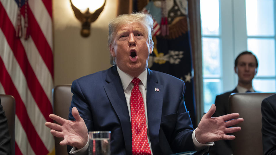 President Donald Trump speaks during a cabinet meeting at the White House, Tuesday, Nov. 19, 2019, in Washington. (Photo: Evan Vucci/AP)