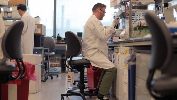 PHOTO: A scientist works in a lab at Biogen Inc. in Cambridge, Mass., Nov. 5, 2016.  (Boston Globe via Getty Images, FILE)