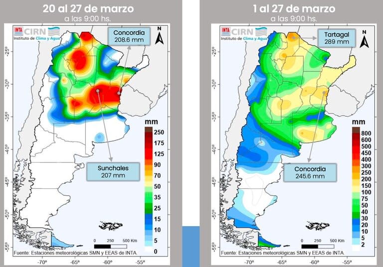 Precipitaciones acumuladas durante la semana pasada