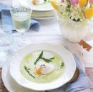 <p>This delicate soup tastes of Spring – perfect for making the most of homegrown British asparagus at its very best. Poach eggs in advance, if you like, or leave them out.</p><p><strong>Recipe: <a href="https://www.goodhousekeeping.com/uk/food/recipes/asparagus-soup" rel="nofollow noopener" target="_blank" data-ylk="slk:Asparagus with dippy egg;elm:context_link;itc:0;sec:content-canvas" class="link ">Asparagus with dippy egg</a></strong> </p>