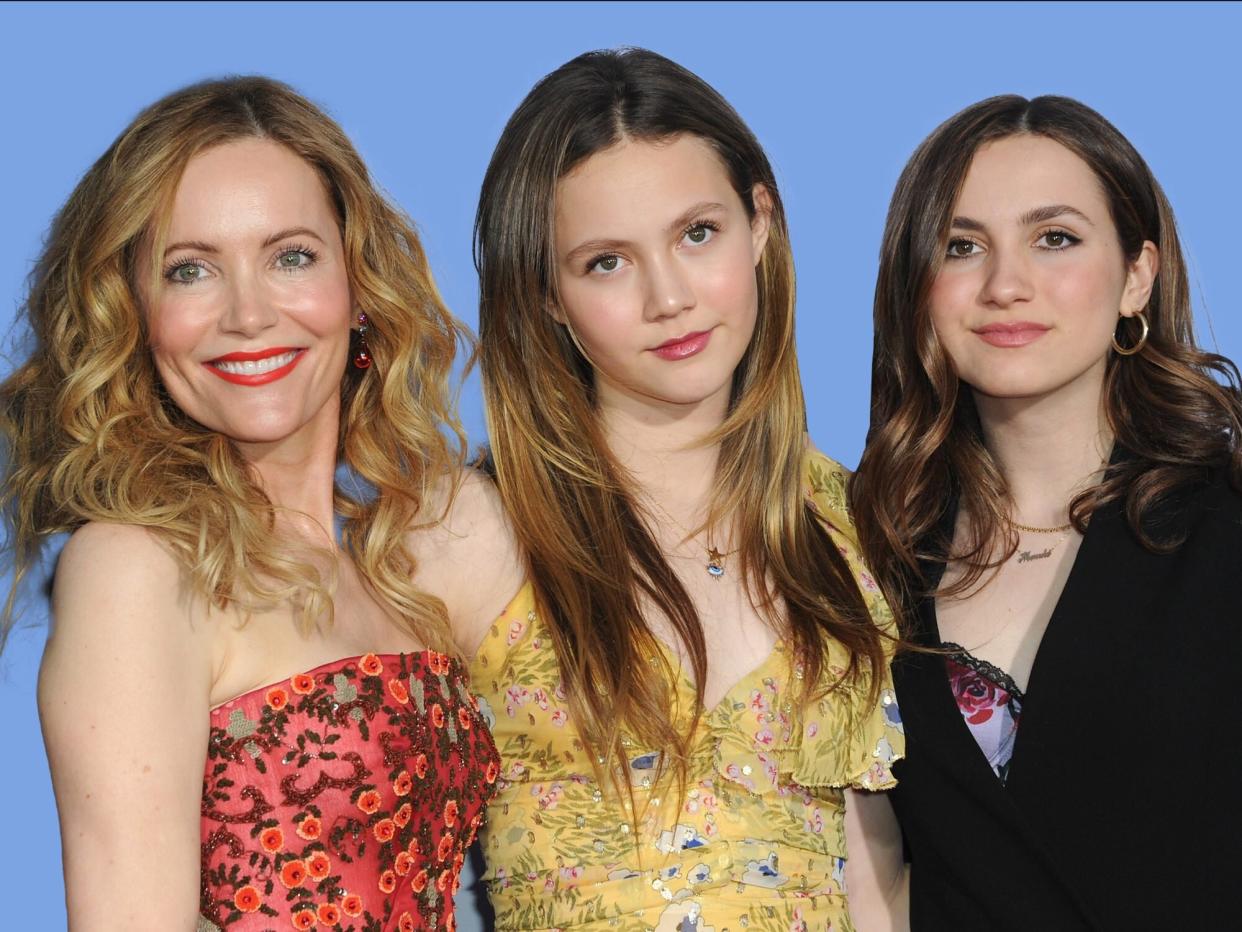 Actress Leslie Mann with daughters Iris Apatow and Maude Apatow