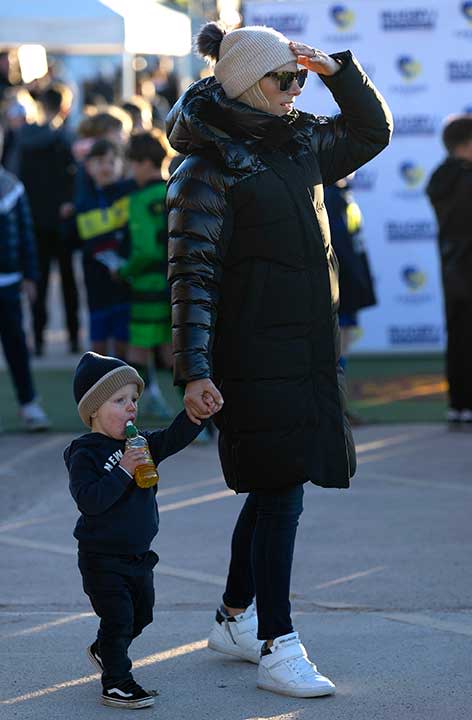 Zara and Lucas Tindall at football charity match