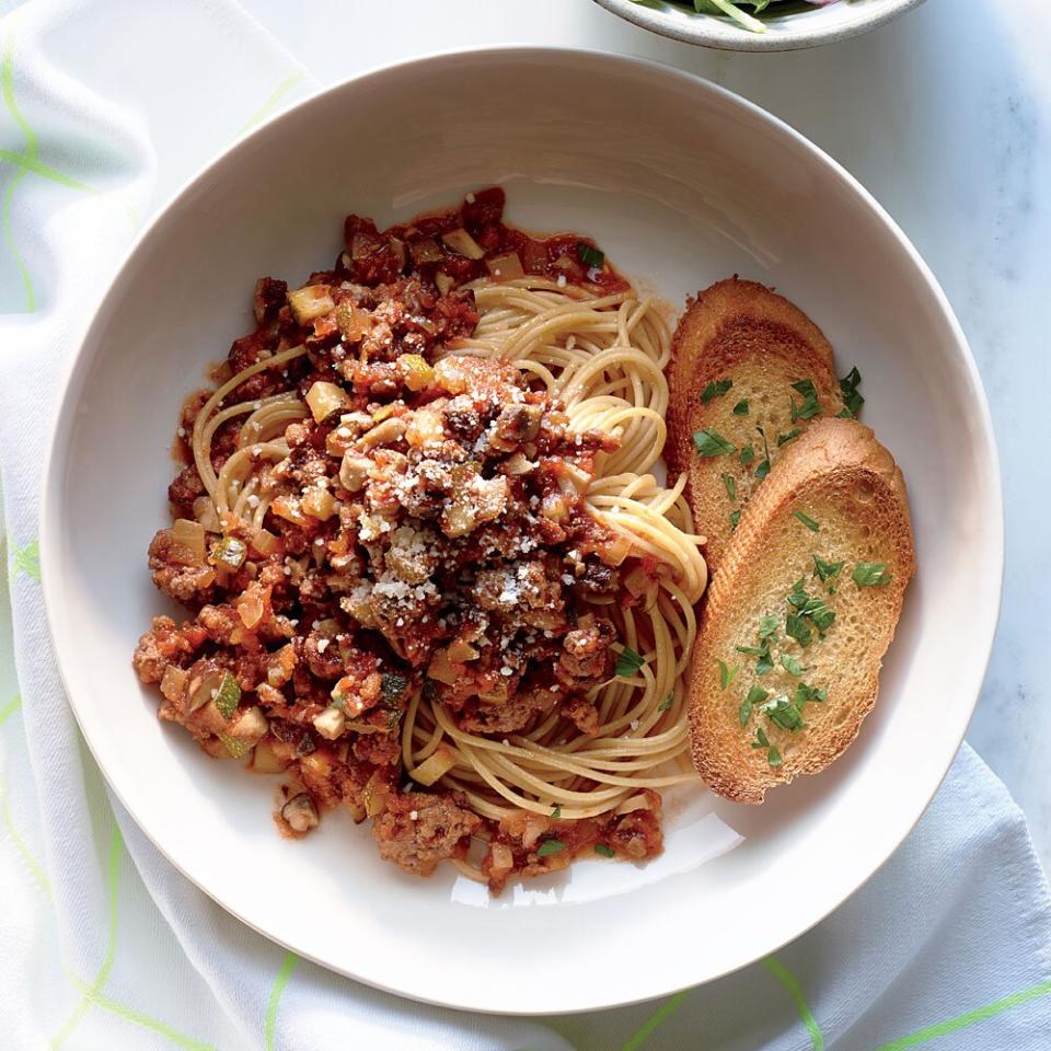 22. Whole-Grain Spaghetti with Veggi-fied Meat Sauce