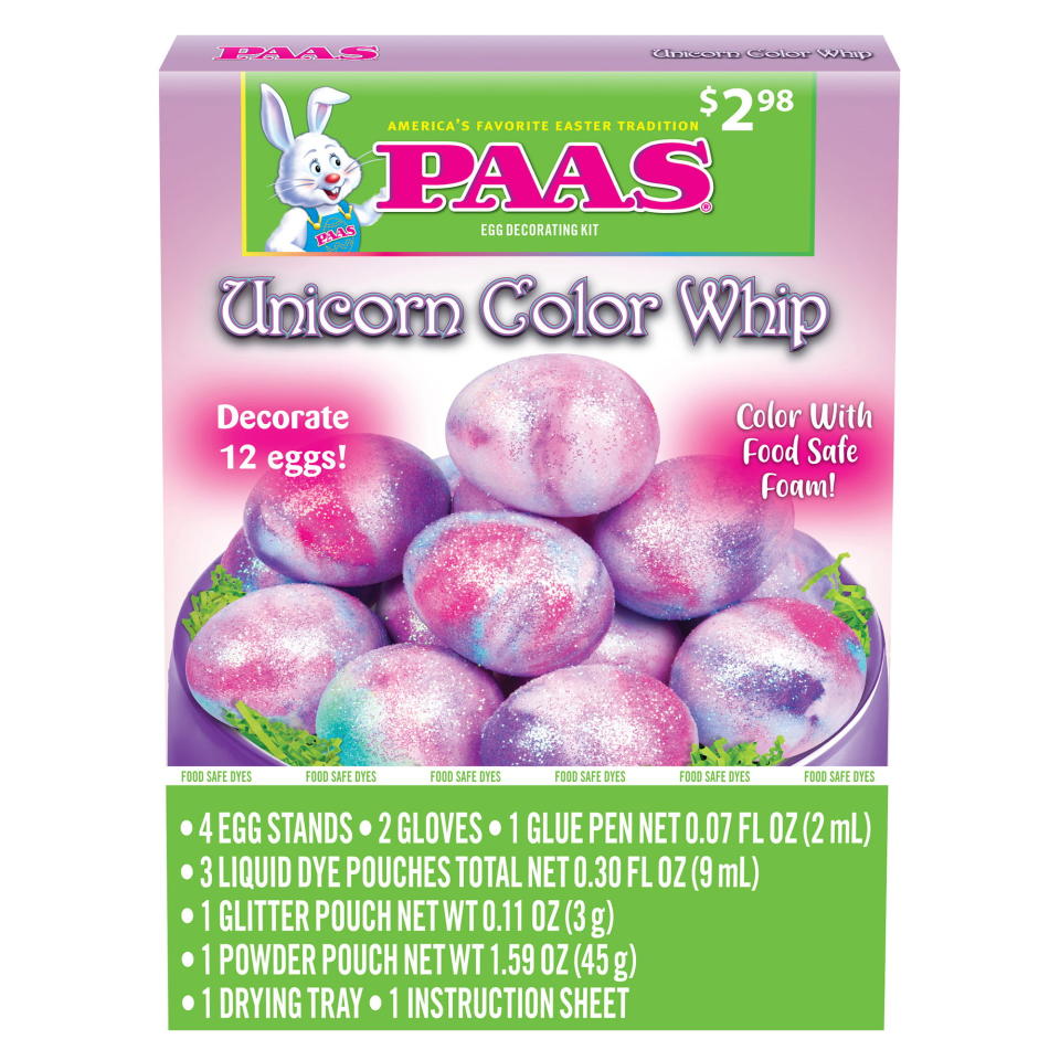 <p><a href="https://go.redirectingat.com?id=74968X1596630&url=https%3A%2F%2Fwww.walmart.com%2Fip%2FPAAS-Easter-Egg-Decorating-and-Dye-Kit-Unicorn-Color-Whip-1-Kit%2F999073276&sref=https%3A%2F%2Fwww.thepioneerwoman.com%2Fhome-lifestyle%2Fcrafts-diy%2Fg35393659%2Fbest-easter-egg-dye-kits%2F" rel="nofollow noopener" target="_blank" data-ylk="slk:Shop Now;elm:context_link;itc:0;sec:content-canvas" class="link ">Shop Now</a></p><p>PAAS Unicorn Color Whip Easter Egg Dye Kit</p><p>walmart.com</p><p>$5.99</p><span class="copyright">Walmart</span>