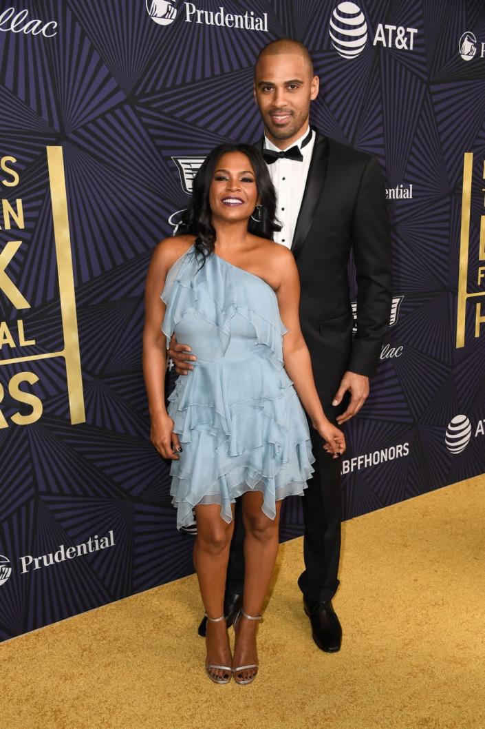 Nia Long and Ime Udoka at the BET Presents the American Black Film Festival Honors in 2017. The actress has asked for privacy in the wake of an alleged affair between Udoka and a Boston Celtics female staff member. (Photo by Frazer Harrison/Getty Images )