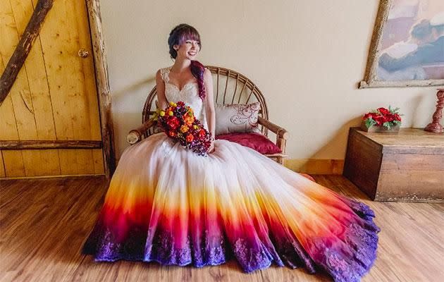 Taylor Ann airbrushed her own wedding dress. Photo: James Tang Photography