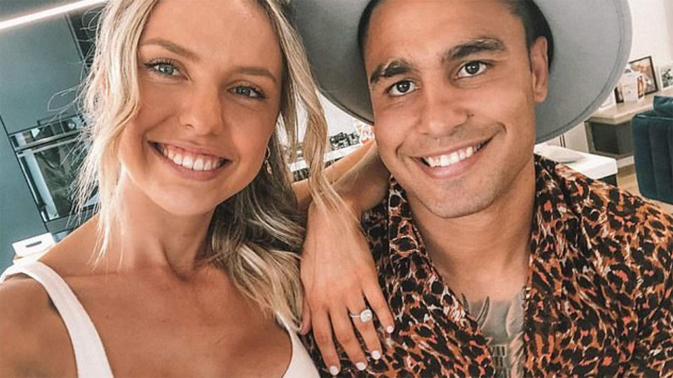 Pictured here, Michael Lichaa and fiancee Kara Childerhouse pose for a photo together.