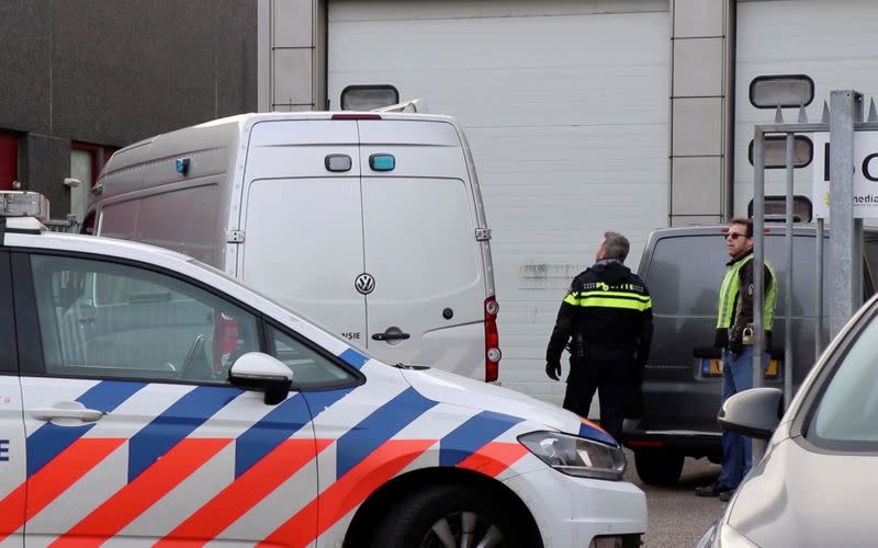 View of an office building where a suspected letter bomb went off in the mail room, in Amsterdam