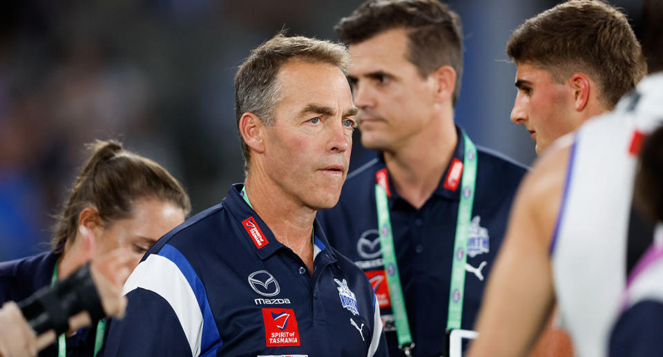 Seen here, North Melbourne coach Alastair Clarkson in the AFL.