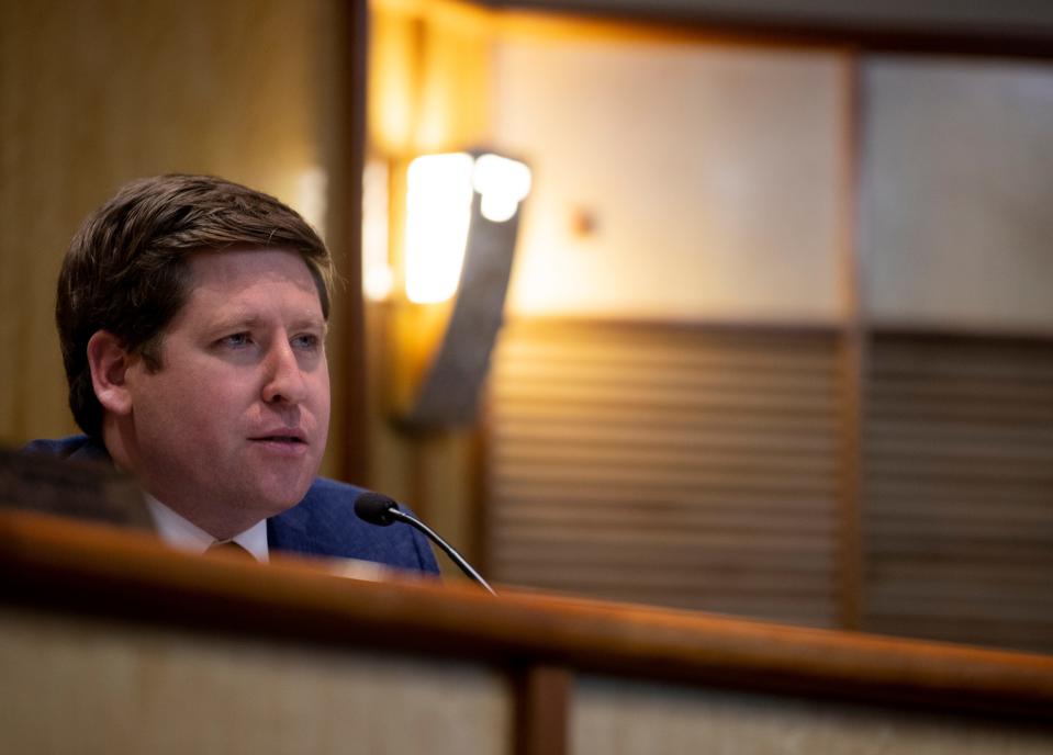 Marion County Commissioner Colm Willis speaks during a 2021 meeting of Marion and Yamhill county commissioners to appoint a representative for House District 25 after Bill Post's resignation.