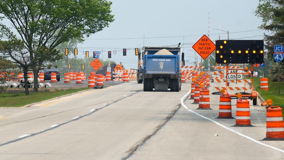 Construction takes place on West Good Hope Road Friday, May 19.